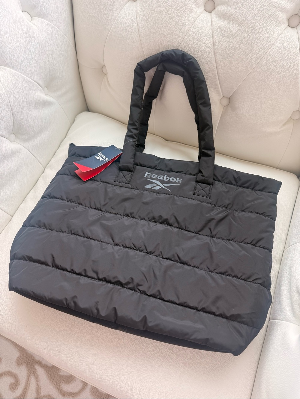 Reebok Black Quilted Nylon Tote